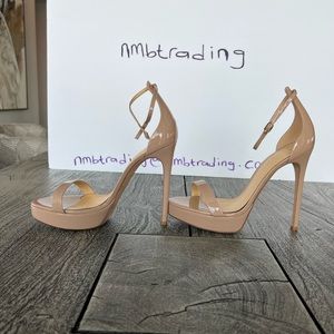 Alexandre Birman glossy patent leather 8M(38) ankle wrap stilettos heel sandals